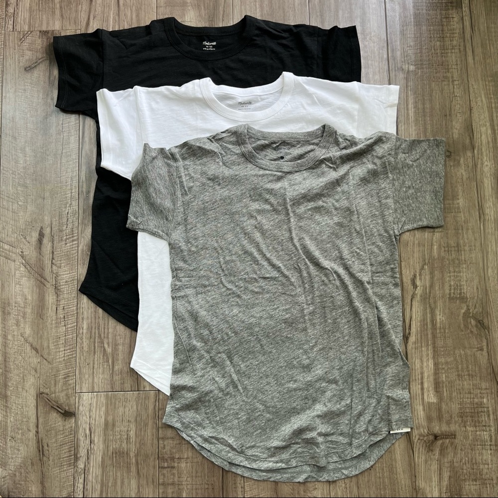 Madewell XS Whisper Cotton Rib Crewneck Tee Bundle NWT